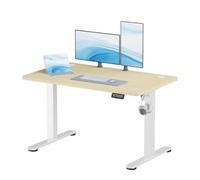 JUMMICO 120×60 cm Scrivania regolabile in altezza, telecomando 4 tasti con funzione memoria e gancio integrato, ideale per ufficio, studio e gaming, Beige