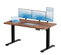 JUMMICO 140×60 cm Scrivania regolabile in altezza, telecomando 4 tasti con funzione memoria e gancio integrato, ideale per ufficio, studio e gaming, Marrone