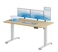 JUMMICO 140×60 cm Scrivania regolabile in altezza, telecomando 4 tasti con funzione memoria e gancio integrato, ideale per ufficio, studio e gaming, Beige