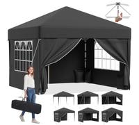 JUMMICO Gazebo 3x3 Pieghevole｜Assemblaggio in 5 Minuti｜Altezza Regolabile & 10cm più Alta｜Stabile al Vento & Impermeabile｜Protezione UV 50+｜Per Giardino, Campeggio & Feste Grigio
