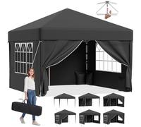 JUMMICO Gazebo 3x3 Pieghevole｜Assemblaggio in 5 Minuti｜Altezza Regolabile & 10cm più Alta｜Stabile al Vento & Impermeabile｜Protezione UV 50+｜Per Giardino, Campeggio & Feste Grigio