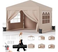 JUMMICO Gazebo 3x3m Pieghevole Altezza Regolabile Pareti Laterali - Beige