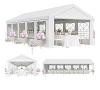 JUMMICO Gazebo Esterno Resistente UV 50+, Tendone per Feste 4x10, Gazebo da Giardino Impermeabilizzazione, Tendone da Esterno per Matrimoni, Feste, Raduni, Riunioni in Giardino, Bianco