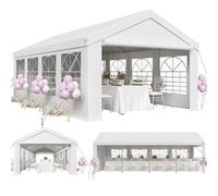 JUMMICO Gazebo Esterno Resistente UV 50+, Tendone per Feste 4x8, Gazebo da Giardino Impermeabilizzazione, Tendone da Esterno per Matrimoni, Feste, Raduni, Riunioni in Giardino, Bianco