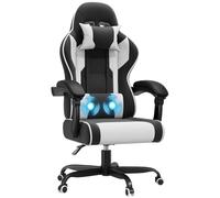 JUMMICO "Jetstream - Sedia da gaming ergonomica, con funzione massaggiante, 150 kg, colore: Bianco