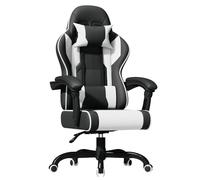 JUMMICO JETSTREAM Poltrona Gaming Ergonomica Con Poggiapiedi, Poggiatesta, Massaggio E Sollevamento Pneumatico, 150 Kg, Bianco