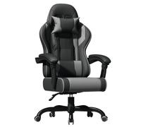 JUMMICO JETSTREAM Poltrona Gaming Ergonomica Con Poggiapiedi, Poggiatesta, Massaggio E Sollevamento Pneumatico, 150 Kg,Grigio