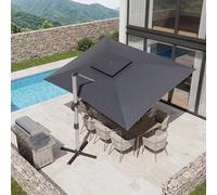 JUMMICO Ombrellone da Giardino Rettangolare 400x300cm,Parasole a Doppio Telo con Ventilazione Integrata,Struttura in Alluminio Antiruggine,Telo PU Impermeabile e Anti-UV,Regolabile in Altezza,Grigio