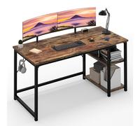 JUMMICO Scrivania 140 x 50 cm, Scrivania per Computer Scrittoio con 2 Ripiani a Sinistra o Destra, Separatore Regolabile, Tavolo da Lavoro Piano di Lavoro, Adatta per l'ufficio o il Soggiorno