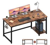 JUMMICO Scrivania 140 x 50 cm, Scrivania per Computer Scrittoio con 2 Ripiani a Sinistra o Destra, Separatore Regolabile, Tavolo da Lavoro Piano di Lavoro, Adatta per l'ufficio o il Soggiorno