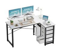 JUMMICO Scrivania A L Con Cassetti Supporto, USB 140x80 cm Bianco | 4 Cassetti In Tessuto, Design Reversibile, Perfetta Per Casa, Ufficio E Studio, Design Salvaspazio