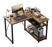 JUMMICO Scrivania Angolare a L 100x80 cm per Computer con Ripiani e Divisori - Compatta per Studio, Lavoro e Gaming, Ideale per Camera da Letto e Ufficio Design Moderno e Salvaspazio, Marrone Rustico