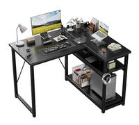 JUMMICO Scrivania Angolare a L 100 x 80 cm per Computer con Ripiani e Divisori, Compatta per Studio, Lavoro e Gaming, Ideale per Camera da Letto e Ufficio, Nero
