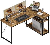 JUMMICO Scrivania Angolare a L 140 x 80 cm per Computer con Ripiani e Divisori, Compatta per Studio, Lavoro e Gaming, Ideale per Camera da Letto e Ufficio, Marrone