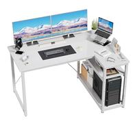 JUMMICO Scrivania Angolare a L 140 x 80 cm per Computer con Ripiani e Divisori, Compatta per Studio, Lavoro e Gaming, Ideale per Camera da Letto e Ufficio, Bianca