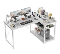 JUMMICO Scrivania Angolare a L 140x80 cm Design Moderno Bianco