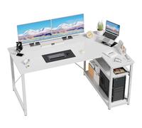 JUMMICO Scrivania Angolare a L 160x80 cm per Computer con Ripiani e Divisori - Compatta per Studio, Lavoro e Gaming, Ideale per Camera da Letto e Ufficio - Design Moderno e Salvaspazio