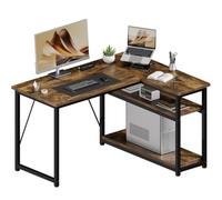 JUMMICO Scrivania Angolare Compatta a Forma L 100 x 80 cm Marrone