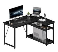 JUMMICO Scrivania Angolare Compatta a Forma L 100 x 80 cm Nero
