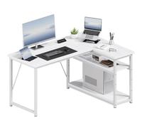 JUMMICO Scrivania Angolare Compatta a Forma L 120 x 80 cm Bianco