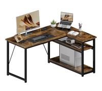 JUMMICO Scrivania Angolare Compatta a Forma L 120 x 80 cm Marrone