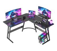 JUMMICO Scrivania Angolare, Scrivania Gaming 120x120cm - Tavolo da Gioco a L con Supporto Reversibile per lo Schermo - Versatile (gioco/lavoro/studio) - Rivestita in Carbonio - Nero1