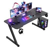 JUMMICO Scrivania Gaming 140 x 60 cm, Tavolo Gaming Ergonomica, Scrivania per Computer Postazione Gamer con Piano del Tavolo in Fibra di Carbonio Adatto Sia per i Giocatori Che per l'uso in Ufficio.