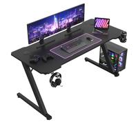JUMMICO Scrivania Gaming 140 x 60 cm, Tavolo Gaming Ergonomica, Scrivania per Computer Postazione Gamer con Piano del Tavolo in Fibra di Carbonio Adatto Sia per i Giocatori Che per l'uso in Ufficio.