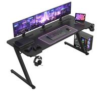 JUMMICO Scrivania Gaming 160 x 60 cm, Tavolo Gaming Ergonomica, Scrivania per Computer Postazione Gamer con Piano del Tavolo in Fibra di Carbonio Adatto Sia per i Giocatori Che per l'uso in Ufficio.
