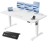 JUMMICO Scrivania Regolabile Elettrica in Altezza con Smart Panel da Caricatore USB, Standing Desk con Funzioni di Memoria, 160 x 70 cm, Bianco