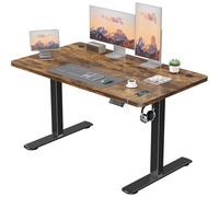 JUMMICO Scrivania Regolabile in Altezza, 120 x 60 cm, Marrone | con Caricatore USB, 4 Altezze di Memoria, Peso Massimo 70 kg, Avviso Di Pausa Per Sedentarietà