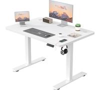 JUMMICO Scrivania Regolabile in Altezza con Caricatore USB, S 100 x 60 cm Bianca
