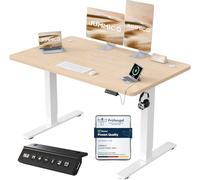 JUMMICO Scrivania Regolabile in Altezza, Scrivania Regolabile Elettrica con Smart Panel da caricatore USB, Scrivania in Piedi con Funzioni di Memoria, Standing Desk 120 x 60 cm, Beige