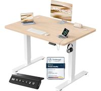 JUMMICO Scrivania Regolabile in Altezza, Scrivania Regolabile Elettrica con Smart Panel da caricatore USB, Scrivania in Piedi con Funzioni di Memoria, Standing Desk 100 x 60 cm, Beige