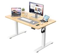 JUMMICO Scrivania regolabile in Altezza, Standing Desk, Piano Unico 15 mm, con 2 Memoria Altezza, Allarme Anti-Sedentarietà, Scrivania Ufficio Elettrica Regolabile, Scrivania Gaming, Beige
