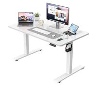 JUMMICO Scrivania regolabile in Altezza, Standing Desk, Piano Unico 15 mm, con 2 Memoria Altezza, Allarme Anti-Sedentarietà, Scrivania Ufficio Elettrica Regolabile, Scrivania Gaming, Bianca
