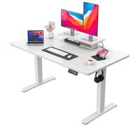 JUMMICO Scrivania regolabile in Altezza, Standing Desk, Scrivania da Ufficio Elettrica Regolabile con funzione di memoria, 140 x 60 cm Bianca