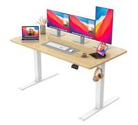 JUMMICO Scrivania regolabile in Altezza, Standing Desk, Scrivania da Ufficio Elettrica Regolabile con funzione di memoria, 140 x 60 cm Beige