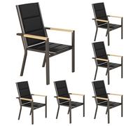 JUMMICO Sedia da Esterno con Struttura in Alluminio e Braccioli Effetto Legno - Seduta in Texlin, Impilabile e Riponibile sotto il Tavolo, Portata 160kg - Perfetta per Giardino, Cortile, Balcone