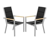 JUMMICO Sedia da Esterno con Struttura in Alluminio e Braccioli Effetto Legno - Seduta in Texlin, Impilabile e Riponibile sotto il Tavolo, Portata 160kg - Perfetta per Giardino, Cortile, Balcone