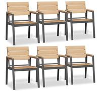 JUMMICO Sedia da Esterno in Alluminio Aspetto Legno - Antiruggine, Facile da Pulire e Imputrescibile, Portata Massima 160kg, Per Giardino, Cortile, Balcone