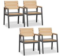 JUMMICO Sedia da Esterno in Alluminio Aspetto Legno - Antiruggine, Facile da Pulire e Imputrescibile, Portata Massima 160kg, Per Giardino, Cortile, Balcone