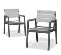 JUMMICO Sedia da Esterno in Alluminio Aspetto Legno - Antiruggine, Facile da Pulire e Imputrescibile, Portata Massima 160kg, Per Giardino, Cortile, Balcone