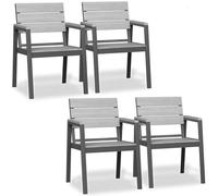 JUMMICO Sedia da Esterno in Alluminio Aspetto Legno - Antiruggine, Facile da Pulire e Imputrescibile, Portata Massima 160kg, Per Giardino, Cortile, Balcone