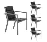 JUMMICO Sedia da Esterno - Struttura in Alluminio Robusta, Cuscino in Texlin Imbottito e Comodo, Impilabile e Riponibile sotto il Tavolo - Portata Max 160kg - Per Giardino, Cortile, Balcone