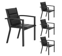 JUMMICO Sedia da Esterno - Struttura in Alluminio Robusta, Cuscino in Texlin Imbottito e Comodo, Impilabile e Riponibile sotto il Tavolo - Portata Max 160kg - Per Giardino, Cortile, Balcone