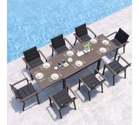 JUMMICO Set di 4 Sedie da Giardino in Alluminio Leggero, Impilabili con Cuscino in Tessuto - Stabili e Facili da Montare