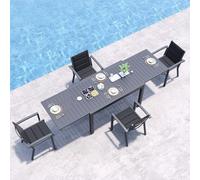 JUMMICO Set di 4 Sedie da Giardino in Alluminio Leggero, Impilabili con Cuscino in Tessuto - Stabili e Facili da Montare