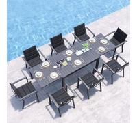 JUMMICO Set di 4 Sedie da Giardino in Alluminio Leggero, Impilabili con Cuscino in Tessuto - Stabili e Facili da Montare