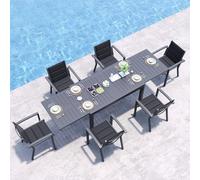 JUMMICO Set di 4 Sedie da Giardino in Alluminio Leggero, Impilabili con Cuscino in Tessuto - Stabili e Facili da Montare